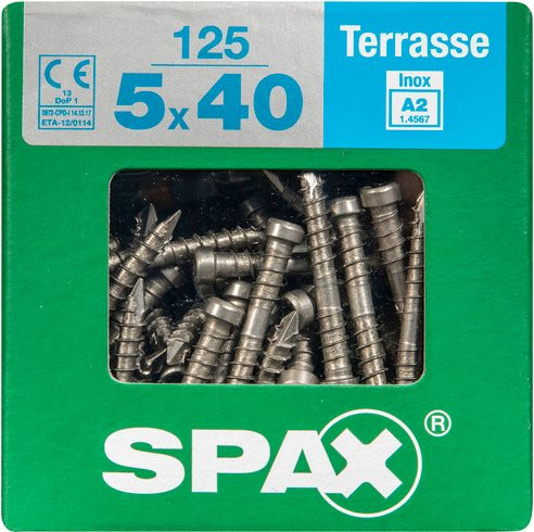 Spax Terrassenschraube Edelstahl Silber, Durchmesser: 5 mm, Länge: 40 mm, 125 Stück - Bild 1