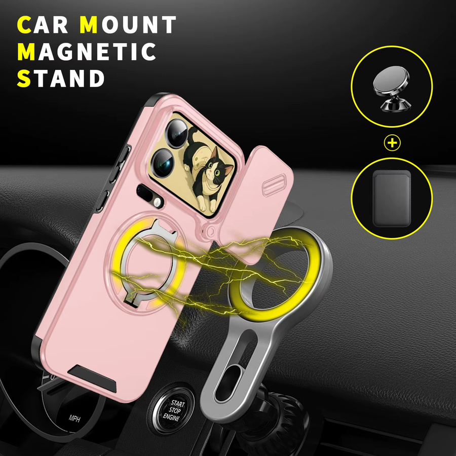 Magnetische Schutzhülle mit Schiebeobjektivschutz für Xiaomi 17 Pro Max, 15T Pro, 14T Pro und Mi17 Pro in Pink - Bild 3