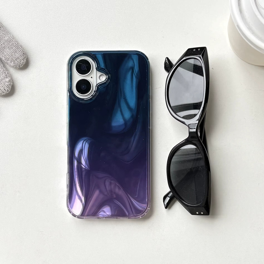 Apple Handyhülle mit Seidensatin-Muster in Blau und Lila für iPhone 17 Pro, 16, 15, 14 und 13 Pro Max - Bild 3