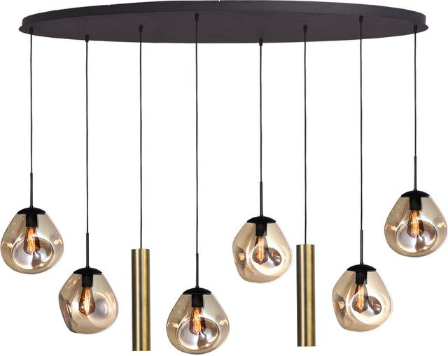 Masterlight Lava 6/2 Pendelleuchte 8-flammig oval in Gold und Messing mit Glas in Gold Fumé - Bild 1