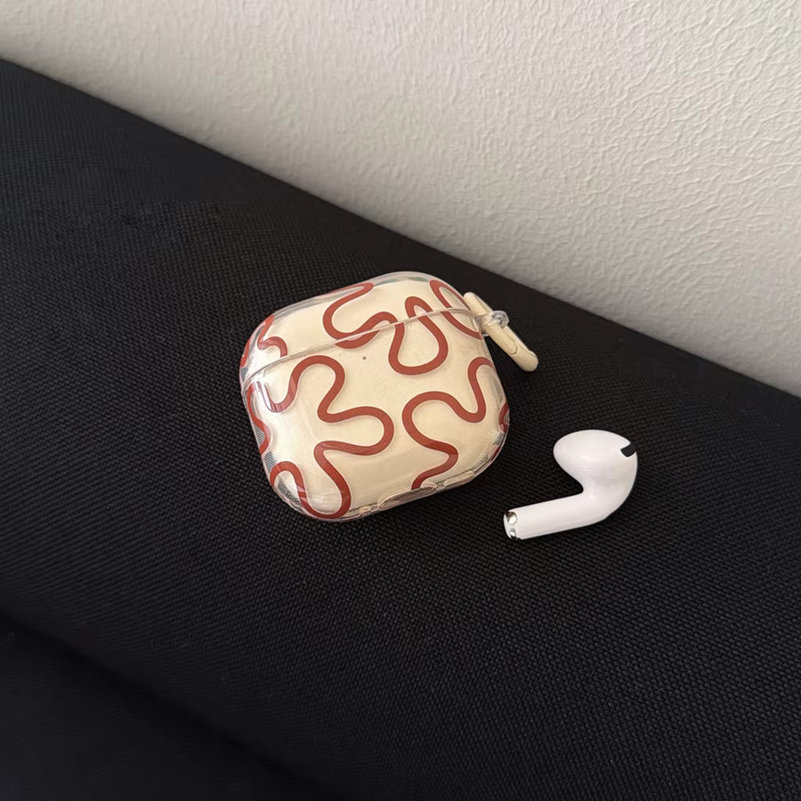 Transparente Apple AirPods Hülle mit Geometrielinien und Haken für AirPods 1, 2, 3, 4 und Pro 2 - Bild 5
