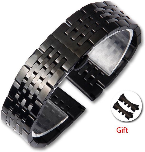 FashionFlair Uhrenarmband Edelstahl, Sieben-Perlen, Schwarz, Unisex - Bild 1