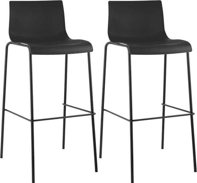 CLP 2er Set Barhocker Hover mit 4-Fuß-Gestell aus Kunststoff und Metall in Schwarz/Schwarz - Bild 1