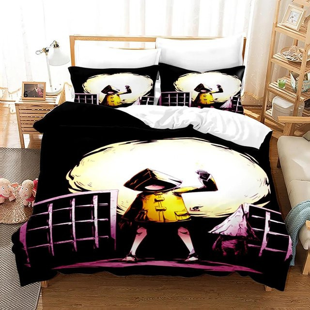 Little Nightmares 3D-Bettwäsche-Set von Binchi Outdoor Product in Schwarz, bestehend aus Bettbezug und Kissenbezug aus Mikrofaser, B/H: 135 x 200 cm - Bild 1