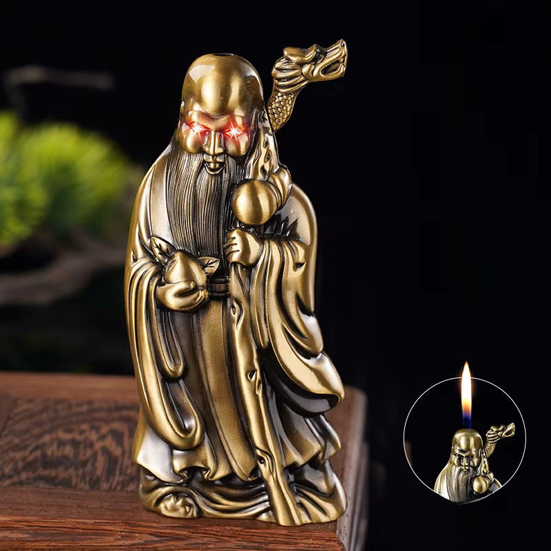 Geometrischer 3D-Stern als Desktop-Ornament und Feuerzeug in Bronze und Gold aus Metall - Bild 1