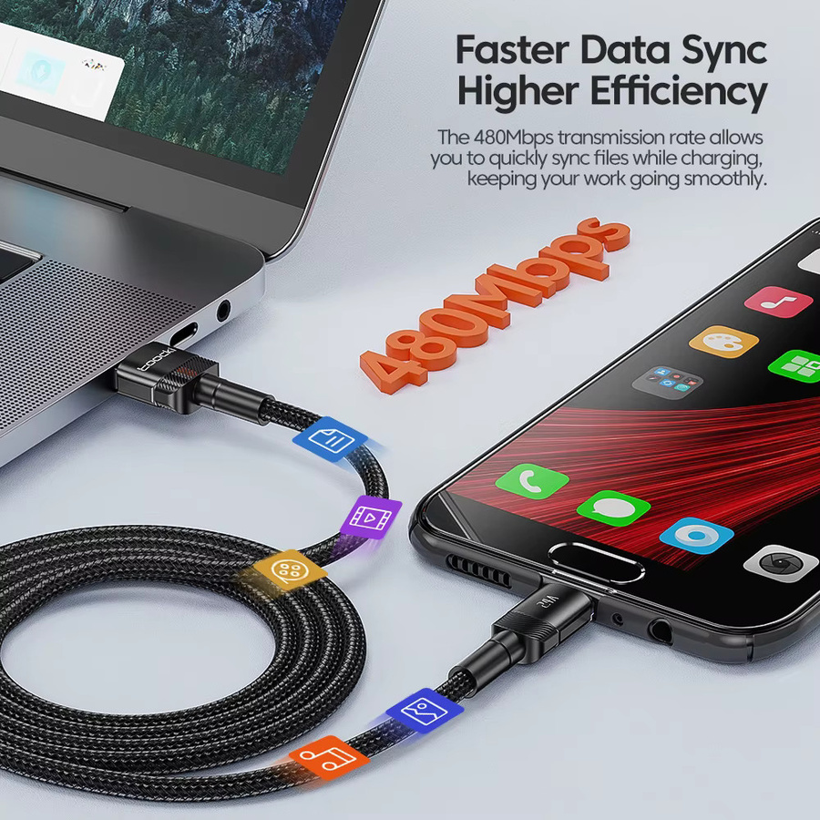 Toocki Micro-USB-Kabel in Schwarz mit 2,4 A Schnellladefunktion für PD und QC zur Datenübertragung - Bild 3