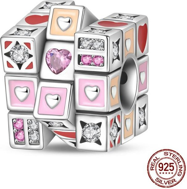 Charm-Perlen-Komponenten Kupfermetall, Rubik's Cube Serie, Weiß, Damen - Bild 1