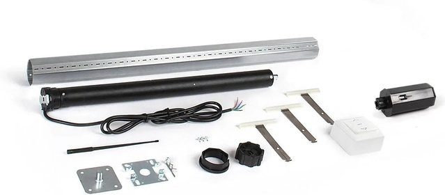 Avosdim Motorisiertes Set mit Achtkantwelle Ø60mm, Kabelmotor 10 Nm, Länge: 1500 mm, Schwarz/Silber - Bild 1