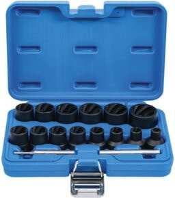 BGS Spiral Profil Steckschlüssel Satz Schraubenausdreher 16-tlg. mit 1/2 Zoll Antrieb und SW 8 - 27 mm - Bild 1