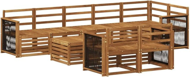 vidaXL Sofagarnitur aus Massivholz Akazie in Braun mit modernem Latten-Design - Bild 1