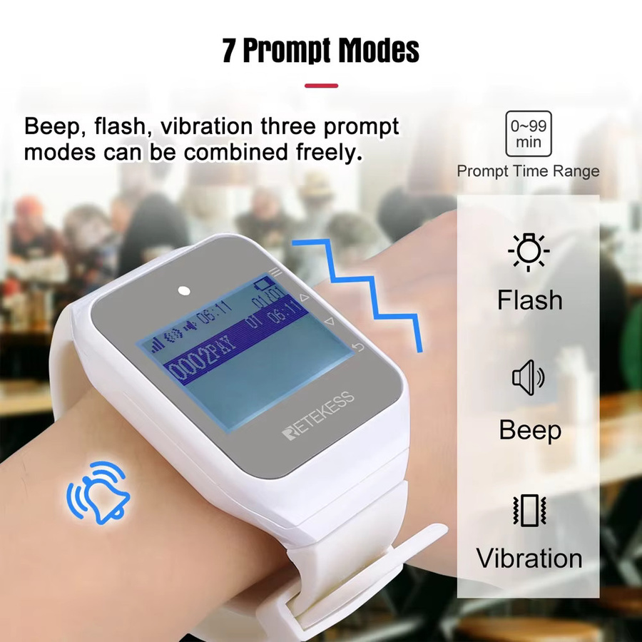 Retekess Wireless Calling System mit TD108 Uhr und TD032 Sender Taste für Restaurant Cafe Bar und Club - Bild 3
