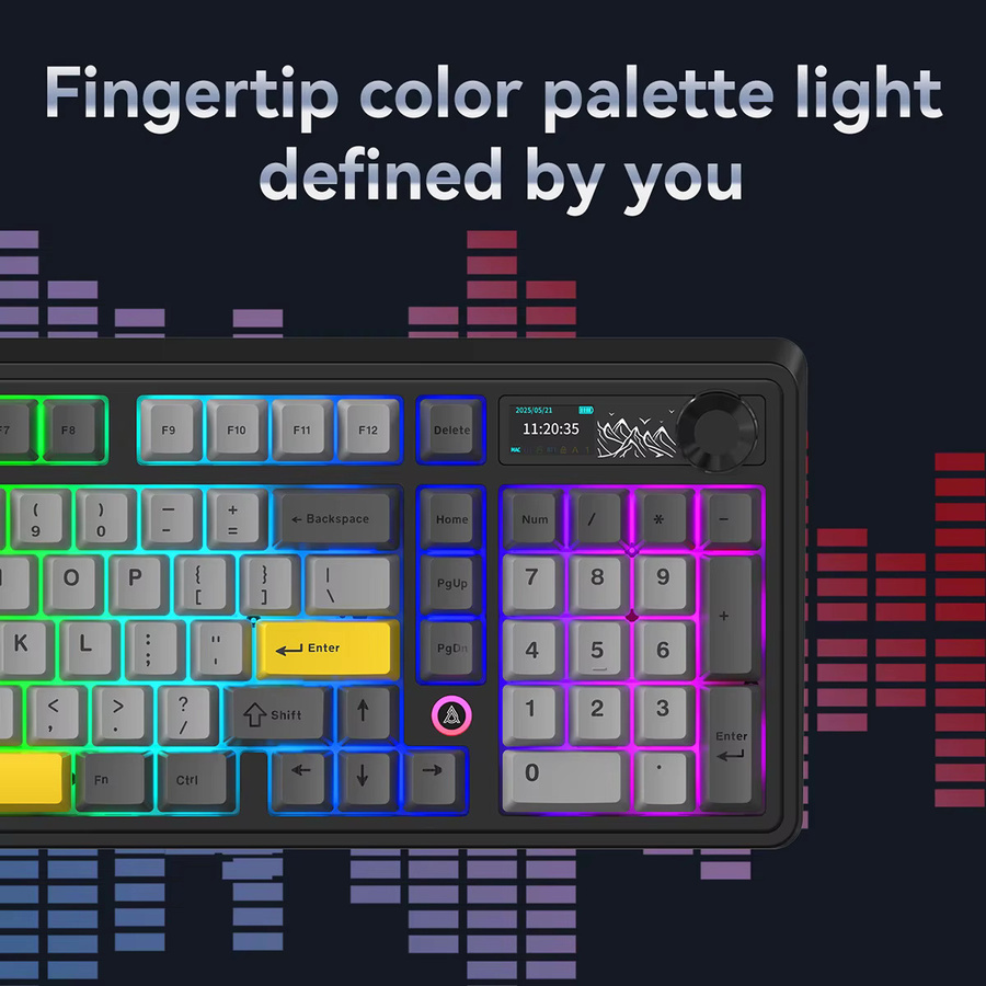 Ajazz AK980 V2/PRO Mechanische Gaming-Tastatur in Schwarz mit 10000mAh Akku, kabellose Verbindung in drei Modi, kompaktes 96%-Layout und seitlicher LED-Beleuchtung - Bild 7