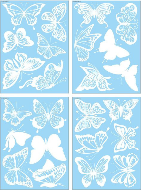 Tooarts Anti-Kollisions-Fensteraufkleber mit Vogelmotiv, 4 Stück, weiß, PVC-Glasaufkleber zum Selbermachen - Bild 1