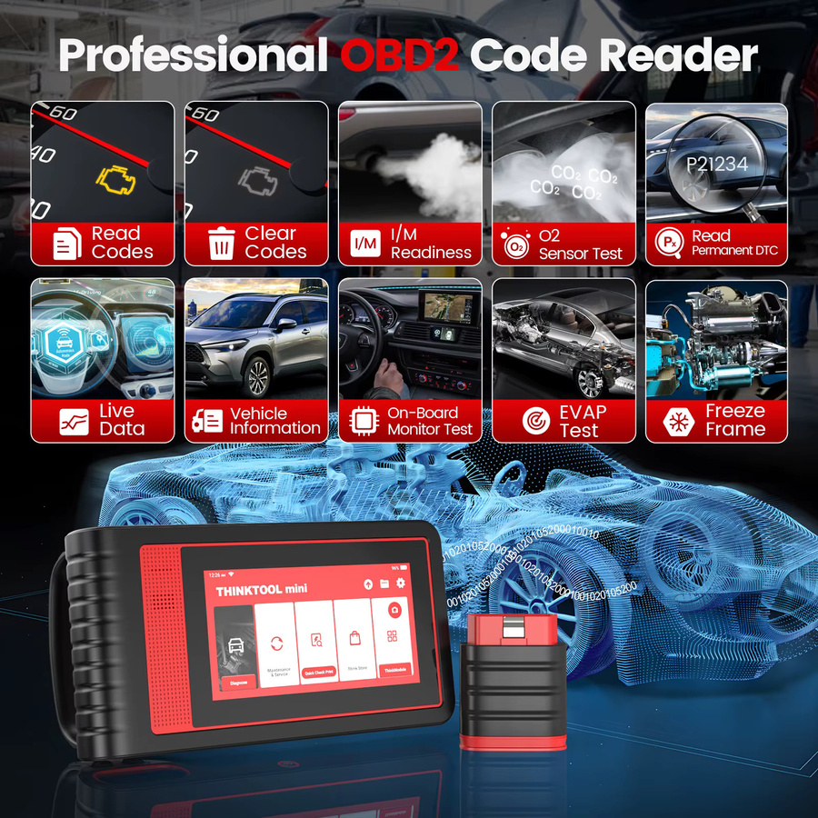THINKTOOL MINI/MINI2 Autoscanner Diagnosetool in Schwarz mit 28 Reset-Funktionen, bidirektionaler Steuerung und ECU-Codierung für alle Fahrzeugsysteme - Bild 5
