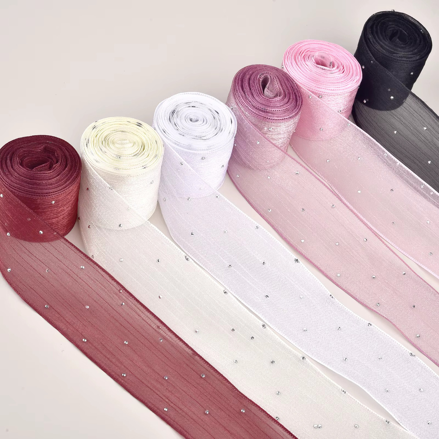 Diamant Plissee Mesh Organza Band Rolle für DIY Dekoration, Breite: 4 cm, Länge: 5 m - Bild 2
