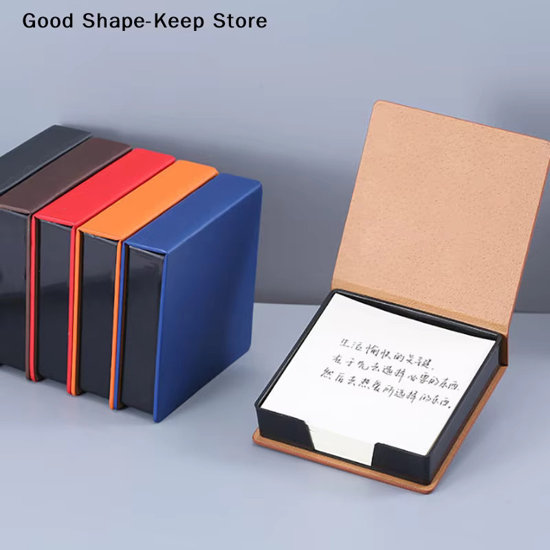 Haftnotizbox aus blauem PU-Leder mit Memo-Pad-Spender als Schreibtischzubehör für Büro und Studium - Bild 4