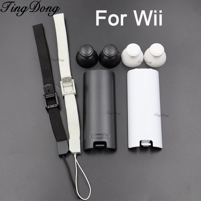 TingDong Joystick Rocker Cap und Batterie Rückseite Shell für Wii-Fernbedienung in Weiß und Schwarz - Bild 1