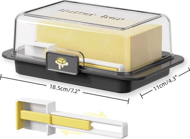 Sinlay Butter Aufbewahrungsbox mit Deckel und Messer in Schwarz - Bild 1