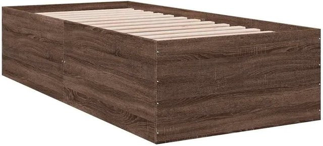 vidaXL Bettgestell in Eiche Braun aus Holzwerkstoff, Modernes Design, B/T/H: 90 x 200 x 45 cm - Bild 1