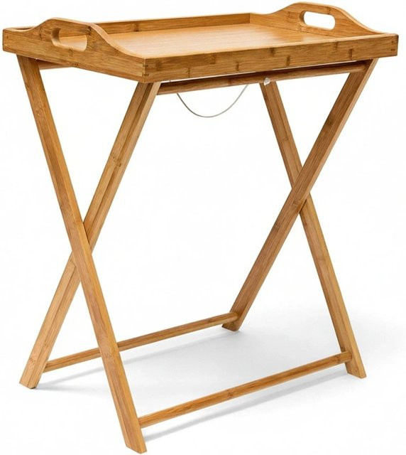 Relaxdays Tabletttisch aus Bambus Natur, klappbar, B/T/H: 63,5 x 55 x 35 cm - Bild 1