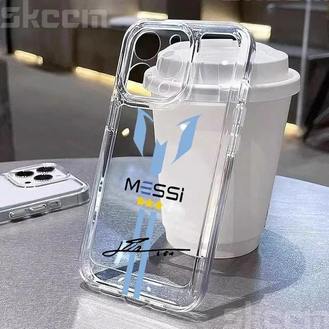 MESSi Football Transparente Handyhülle für iPhone 15 14 13 12 11 Pro Max Mini X XS XR 7 8 Stoßfeste Weiche Schutzhülle von Binchi Health Electronics - Bild 1