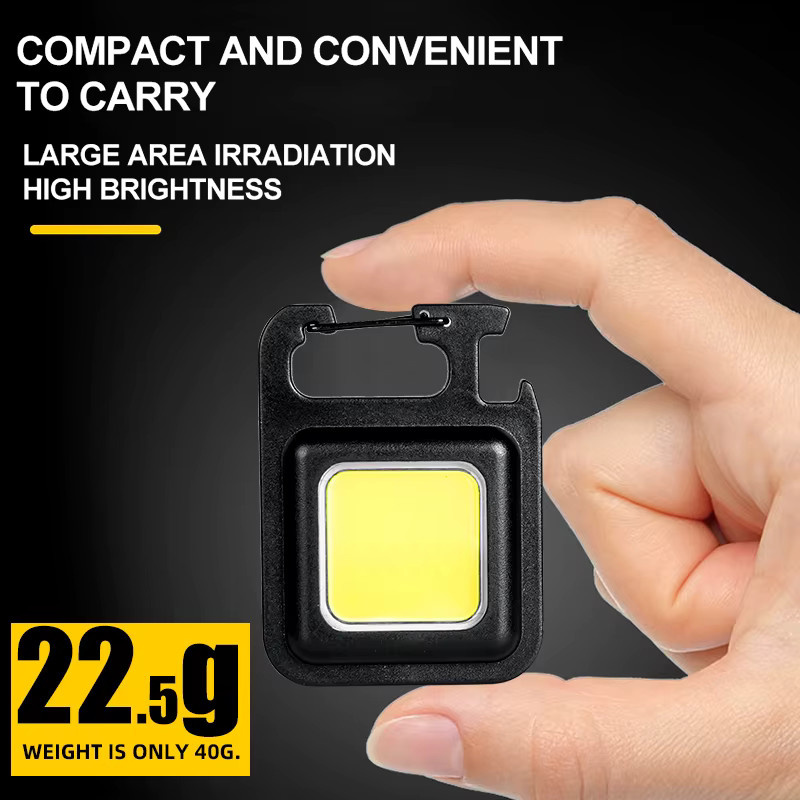 Heinast Mini-COB-Schlüsselanhänger-Taschenlampe in Schwarz, wiederaufladbare LED-Arbeitsleuchte mit Magnet für Notfälle und Outdoor-Camping - Bild 3