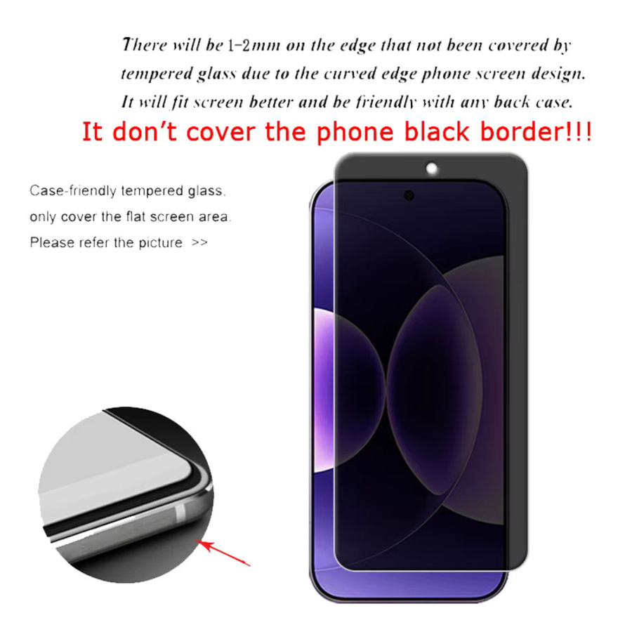 4 Stück Anti-Spionage-Hartglas Displayschutzfolie für Xiaomi 17 Pro Max 15 14 13 15T 14T 13T 12T Pro 12 11 Lite in Transparent - Bild 4
