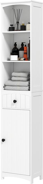 HOMCOM Badezimmerschrank Hochschrank mit 3 Regalen und 1 Schublade, Weiß, B/T/H: 34 x 24 x 170,5 cm - Bild 1