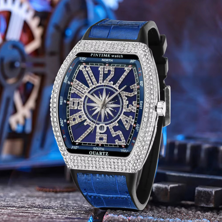 ZBJP Armbanduhr Tonneau, Edelstahl, Bicolor, Diamant, Quarz, Herren - Bild 4