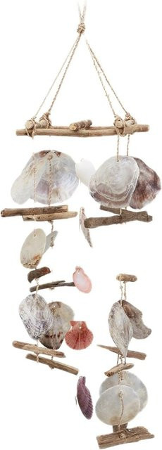 Relaxdays Windspiel aus Treibholz und Muscheln in Multicolour, H x B x T: 88 x 22 x 22 cm - Bild 1