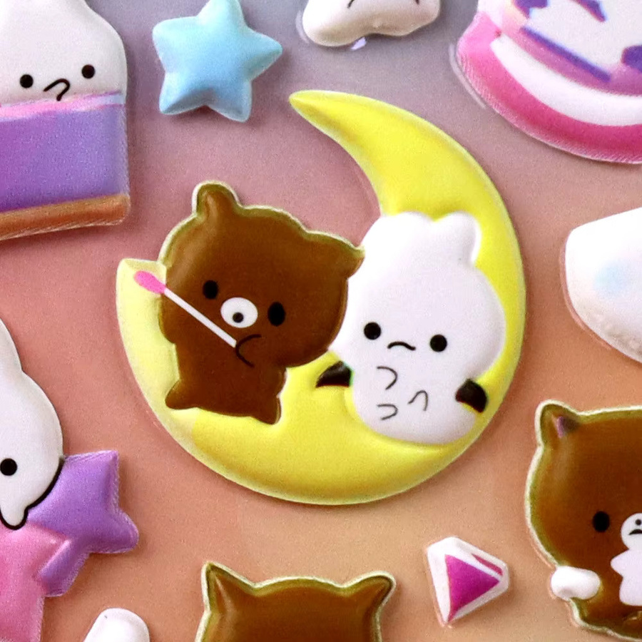 Weicher Squishy Fidget Sticker, Tierthema Bär Kaninchen Einhorn Katze Ozean, multicolour - Bild 3