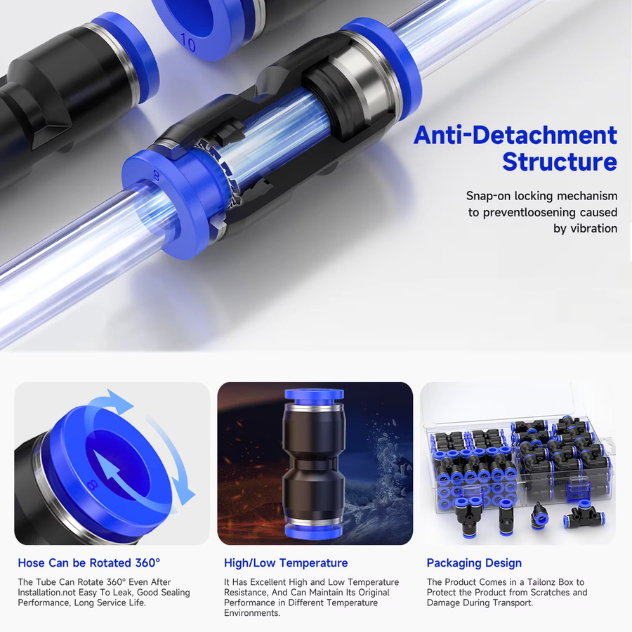 SteelShadow PY-Kit mit pneumatischen Luftanschlüssen und Schnellverschluss in Blau, Durchmesser: 4 mm, 6 mm, 8 mm, 10 mm, 12 mm, 14 mm, 16 mm - Bild 5