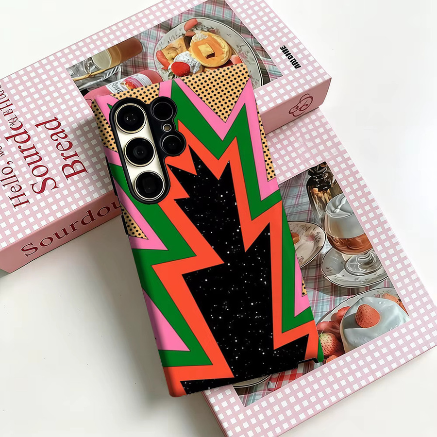 Stoßfeste Doppelschicht Handyhülle mit Pop-Art Burst-Muster für Samsung Galaxy S25 Ultra, S24 und S23 Ultra Plus in Multicolour - Bild 3