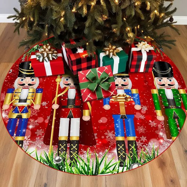 VIKAMA Weihnachtsbaumrock mit Nussknacker-Soldaten-Design in Multicolour als festliche Heimdekoration - Bild 1