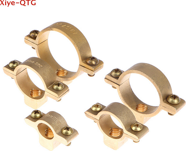 ZLinKJ Messing Rohrklammer Halterung M10 in Gold für Außendurchmesser 15 mm, 22 mm, 28 mm, 35 mm und 40 mm zur Sanitär- und Wasserinstallation - Bild 1