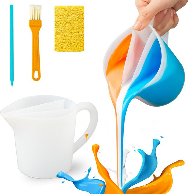 UDOCOOL Silikon Harz Rührbecher mit Griff, 500 ml Split Cup für DIY Schmuckherstellung und Kunsthandwerk - Bild 1