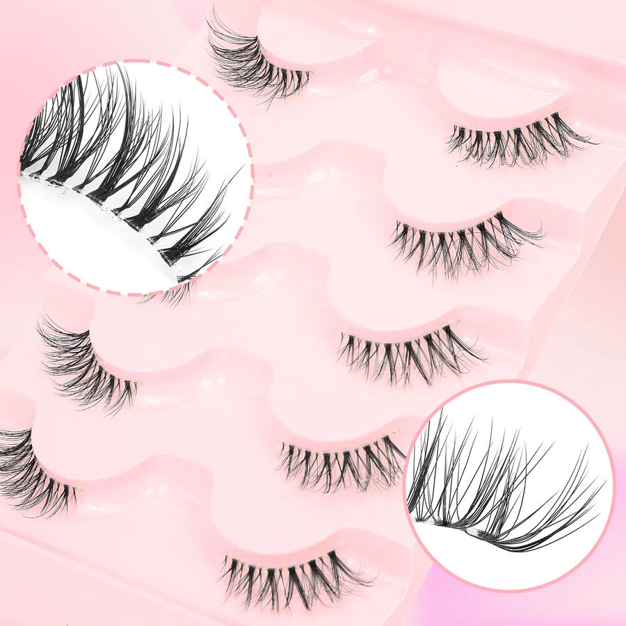 Batownly Falsche Wimpern, 5 Paar, natürlich, Unisex - Bild 2
