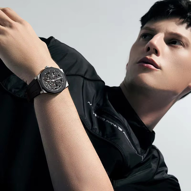 AGELOCER Armbanduhr, Automatik, Edelstahl, Silikon, Schwarz, Herren - Bild 6