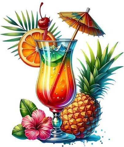 HOW-E Fensteraufkleber Tropisches Thema mit Ananas und Blumen in Blau und Multicolour - Bild 1