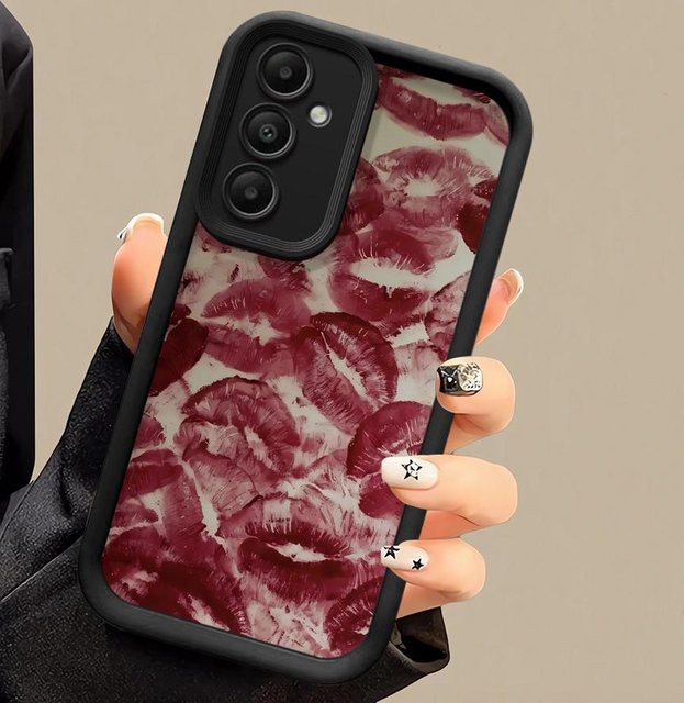 Handyhülle mit rotem Lippenabdruck im Retro-Design für Samsung Galaxy A-Serie (A12, A13, A14, A16, A22, A23, A24, A26, A32, A33, A34, A36, A56) - Bild 1