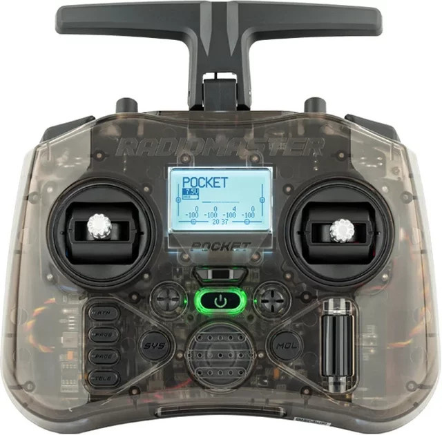 Radiomaster Pocket Fernsteuerung mit Hall-Gimbals und integriertem LED-Licht in Transparent - Bild 1