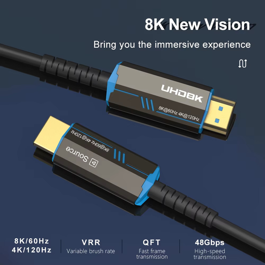 lmcnzz HDMI 2.1 Glasfaserkabel Ultra HD High Speed 48Gbps für 4K und 8K in Schwarz - Bild 4