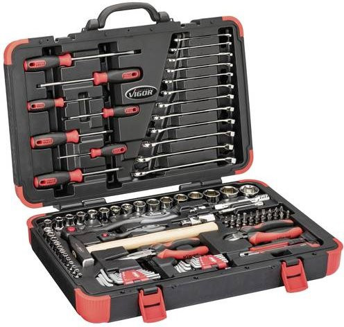 Vigour Universal Werkzeugkoffer V4425N in Schwarz mit 95 Werkzeugen (1/4 Zoll) - Bild 1