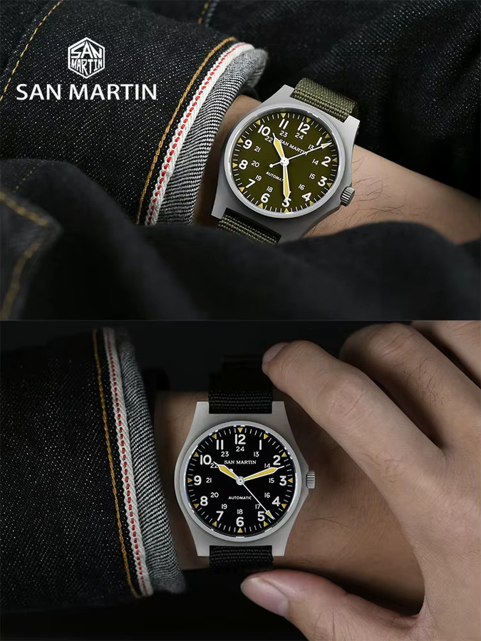 San Martin Armbanduhr, Automatik, Edelstahl, 38 mm, Schwarz, Unisex - Bild 3