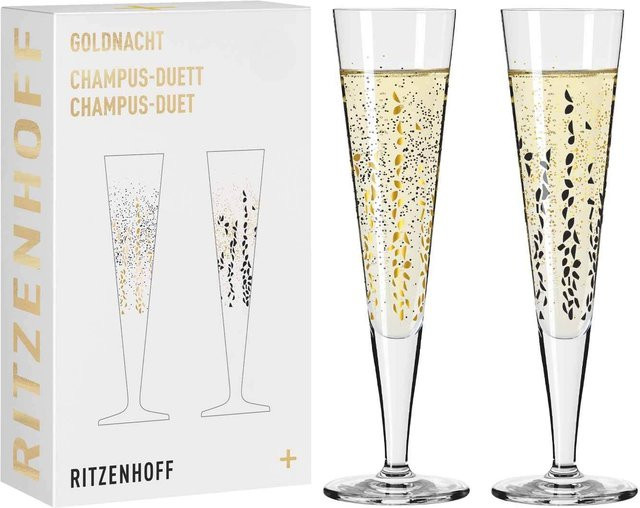 Ritzenhoff Champagnergläser Goldnacht in Gold, Schwarz und Transparent, 2er Set, 205 ml - Bild 1