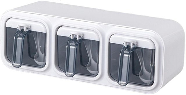 CosyHome Selbstklebendes Wandmontiertes Gewürzbox-Set aus Kunststoff in Weiß - Bild 1