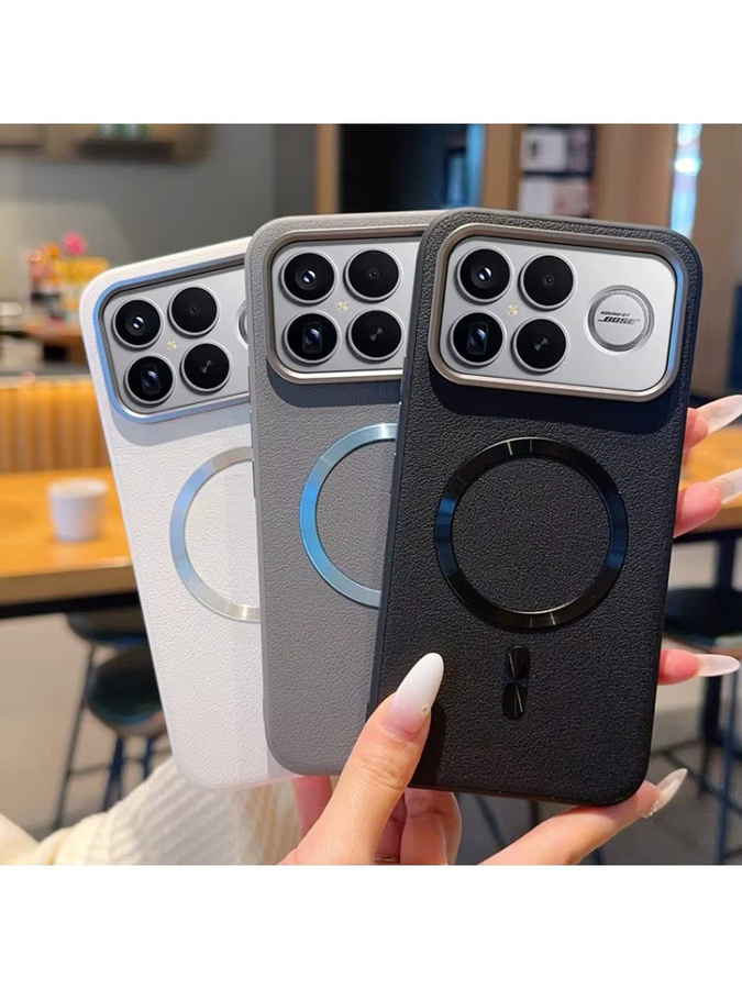 Vegane Leder-Handyhülle mit Magnetverschluss und Metall-Linsenschutz für Xiaomi Poco F8 Ultra Pro und Redmi K90 Pro Max in Grau - Bild 5