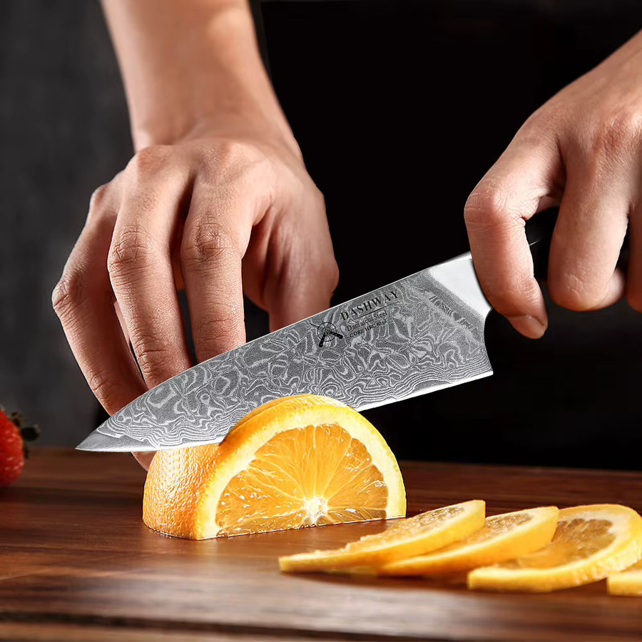 DASHWAY Damaszener Schälmesser aus 67-lagigem Stahl, Japanisches Profi-Küchenmesser als Allzweckmesser für Fleisch und Obst, Mehrfarbig, Klingenlänge: 11,43 cm - Bild 2