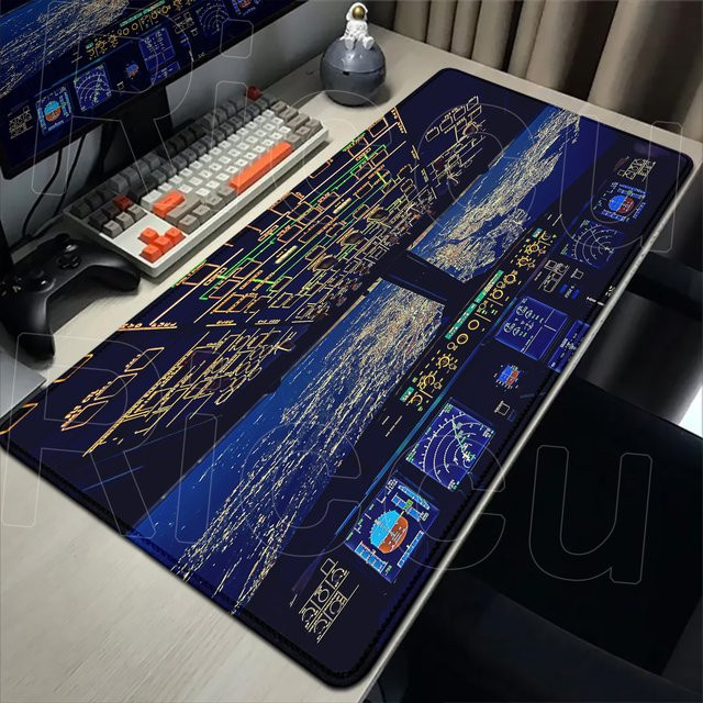 Riccu HD Flugzeug Tacho XXL Mousepad Rutschfeste Gummi Schreibtischunterlage mit Cockpit Instrumententafel für PC Gamer - Bild 1