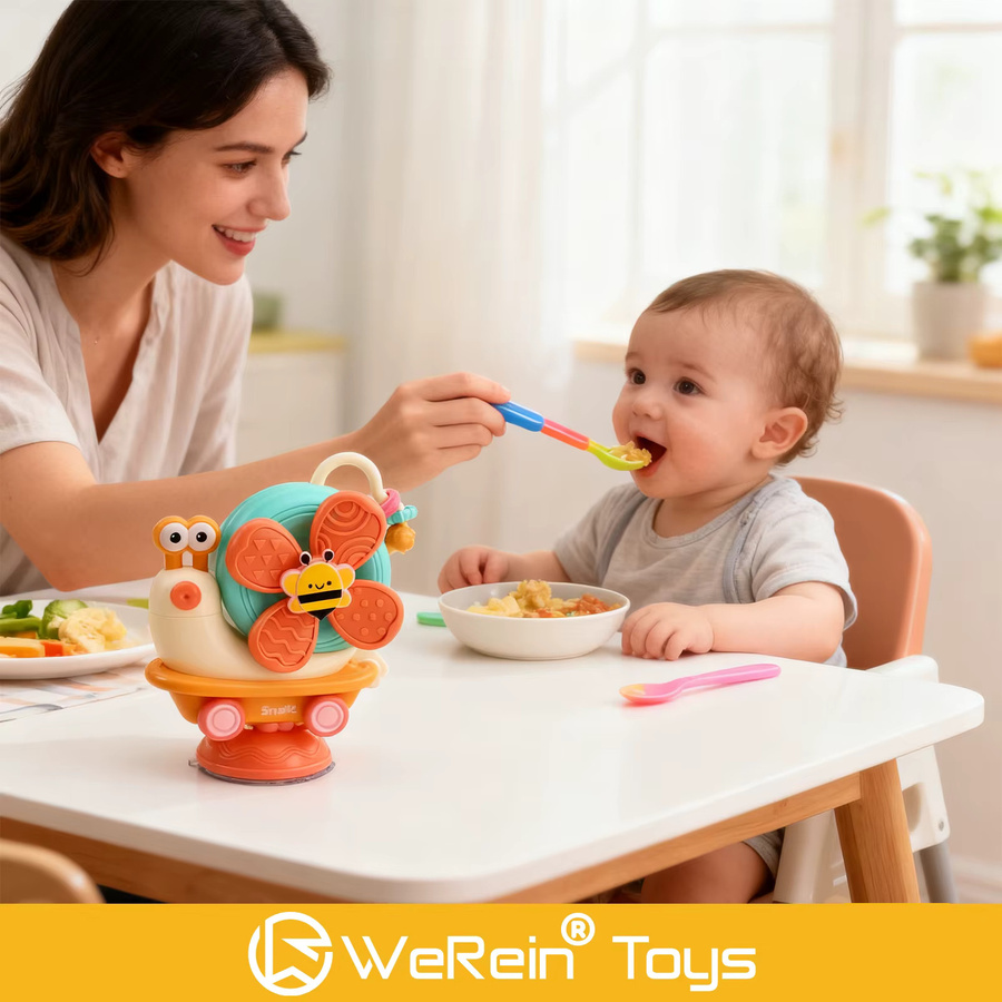 Saugnapf-Spinnerspielzeug für Babys und Kinder, Schnecken- und Trägheitsauto-Esstischspielzeug - Bild 2